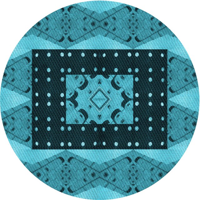 Ahgly Company Machine Washable Indoor Round Transitional Bright Turquoise Blue Area Rugs, 3' Round