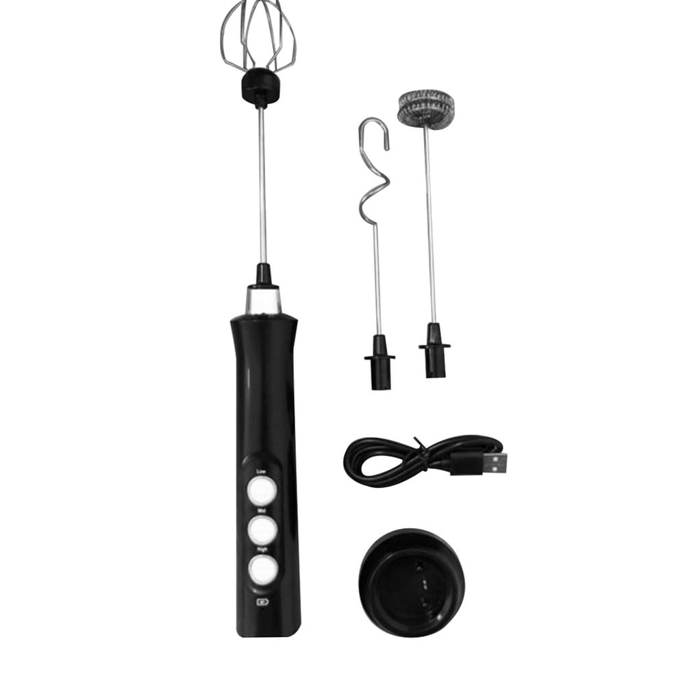 Mousseur à Lait Rechargeable 3 Vitesses Mousseur à Main avec Fouet en Acier Inoxydable pour Cappuccino Latte Bulletproof Café Keto Régime Poudre de Protéine Matcha