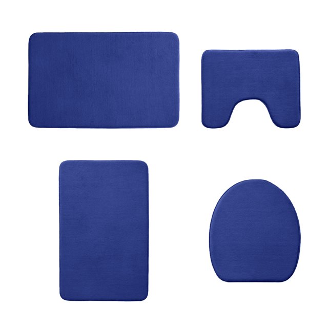 Carpet for Living Room Memory Foam Bath Mat 4 Set Bathroom Rugs for 4 Pcs Toilet Mats Universal Soft Comfortable Water Absorption Non-Slip Thick Machine Washable Easier To Dry Dark Car Floor Mats
