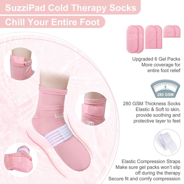 SuzziPad Cold Therapy Socks and Hand Ice Pack, Cooling Gloves for