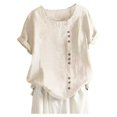 thumbnail image 1 of WEIYLL Tshirts Shirts for Women Plus Size Linen Loose Tunic Breathable Boho Solid Beige Tee Sizes XXXL, 1 of 3
