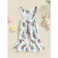 thumbnail image 4 of xiaxaixu Baby Kid Girls Jumpsuit, Sleeveless Rabbits Print Long Flare Pants for Easter Party, 4 of 9