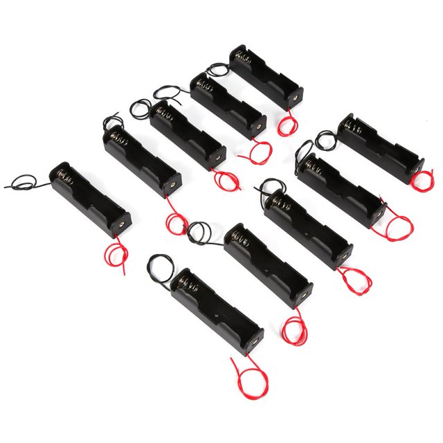 DEWIN 10pcs Plastic Battery Holder Storage Box Case for 1x 18650 Battery With Wire Leads