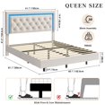 thumbnail image 4 of GloryStar Smart LED Floating Bed, Boucle Upholstered Platform Frame with Diamond Headboard and Solid Wood Slats, 4 of 8