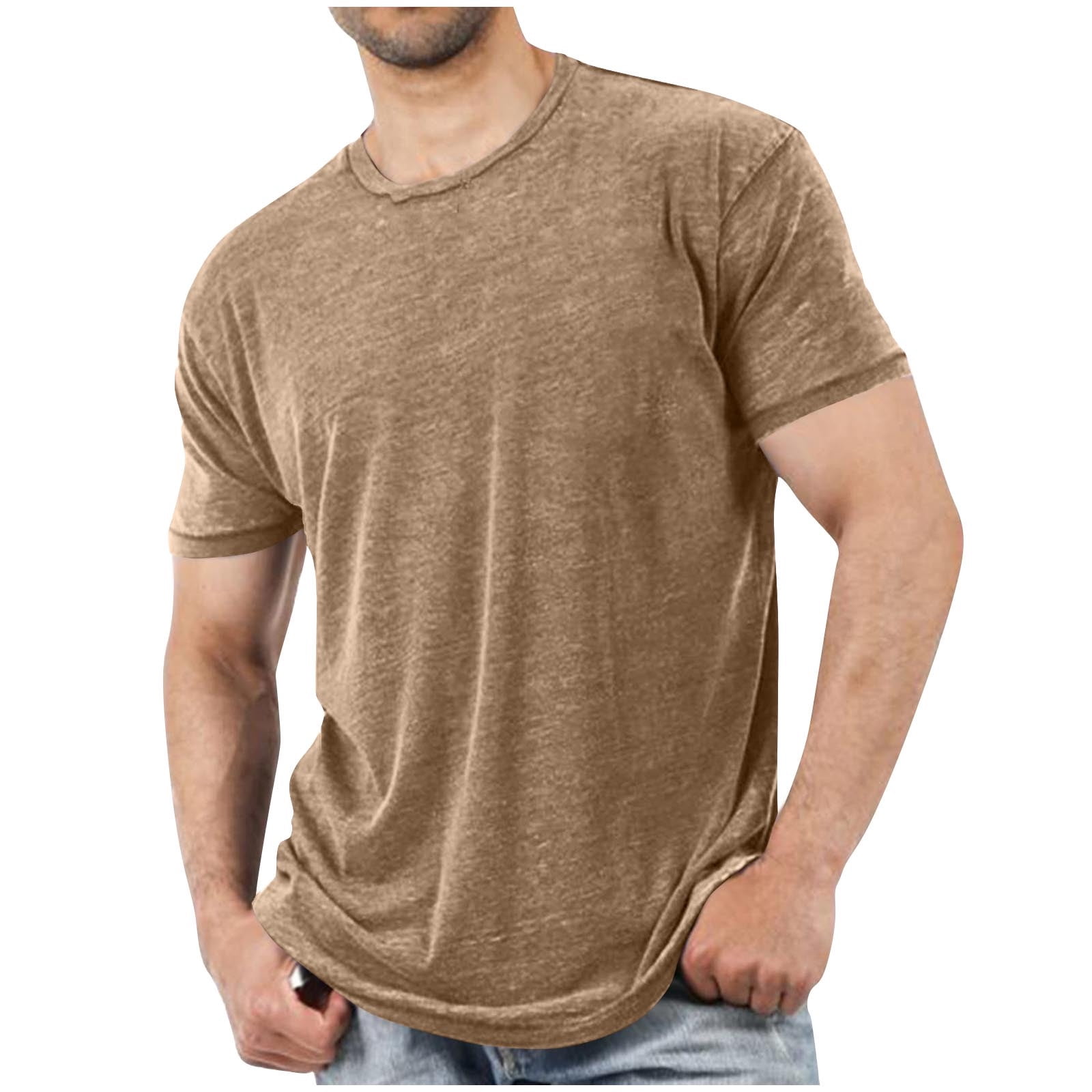 Plebaso T-Shirts à Manches Courtes pour Hommes à Col Rond, T-Shirts Décontractés de Couleur Unie, T-Shirts Respirants d'Été pour Hommes, T-Shirts Basiques