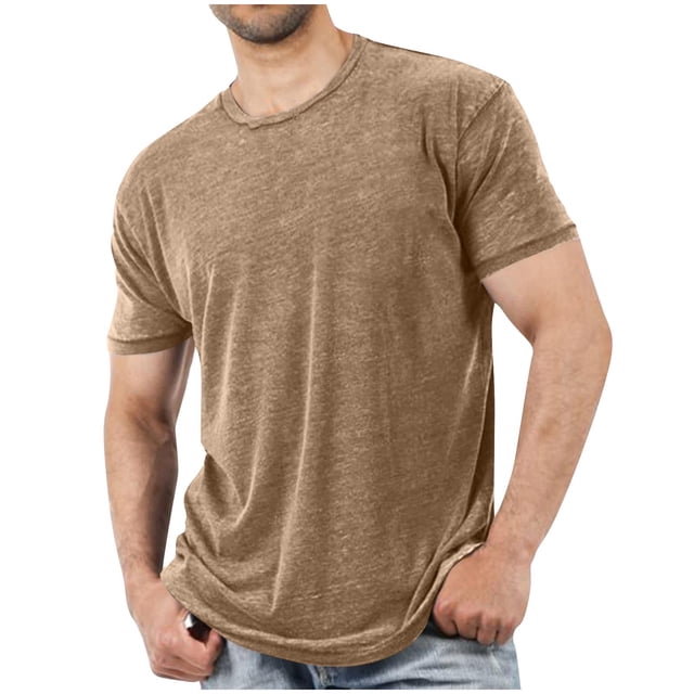 Plebaso Men's Short Sleeve Crew Neck T-Shirts Casual Solid Color Tshirts Breathable Mens Summer Basic Tees