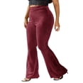 thumbnail image 2 of Women‘s Bootcut Yoga Pants Tummy Control Workout Bootleg Velvet Lounge Active Trouser Sweatpants, 2 of 6