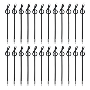 24pcs Stylos de rollerball 1.0mm, Note musicale Stylos de balle encre liquide noir Musique Nouvelle écriture lisse pour les cadeaux de bureau à la maison, noir