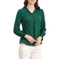 thumbnail image 4 of INSPIRE CHIC Blouse à Col en V pour Femme à Ourlet Rond Haut à Manches Longues m Vert, 4 of 6