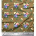 thumbnail image 1 of Soimoi Tissu en Rayonne Feuilles, & Imprimés Floraux Roses au Mètre 42 Pouces de Large, 1 of 3