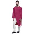 thumbnail image 1 of Atasi Long Sleeve Kurta For Men Solid Cut Designer Cotton Slub Long Kurta Shirt, 1 of 6