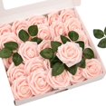 thumbnail image 4 of Beautiful Handmade Artificial Roses 25 per Box with 8 Sets of Leaves. Fake Flowers with 3" Head, 8" Wire Stem, Impressive Detail, Made of Realistic Latex Foam for Wedding, Home, Event (15 Blue Shades), 4 of 4