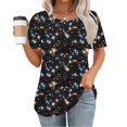 thumbnail image 2 of Tnhcen Chemises Décontractées à Manches Courtes et Col Rond pour Femmes - Blouse Plissée à Imprimé Floral avec Extensibilité Douce Coupe Régulière pour Usage Quotidien et Voyage P-2TG, 2 of 6