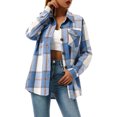 thumbnail image 1 of Women Plaid Flannel Shirt Jacket Button Down Lapel Long Sleeve Shacket Cardigan Coats Fall Spring Clothes, 1 of 7
