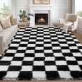 thumbnail image 2 of Checkered Area Rug 9x12 Fluffy Rug Checkered – Large Plush Rug for Bedroom, Ultra Soft Non-Slip Fluffy Carpet for Living Room – Modern Indoor Floor Rug, 2 of 8