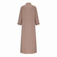 thumbnail image 5 of CHOK Robe Chemise Boutonnée pour Femme en Coton et Lin à Revers Longue Robe d'Été avec Poches Manches Courtes/longues Robes Maxi (XX-Grand Gris), 5 of 5
