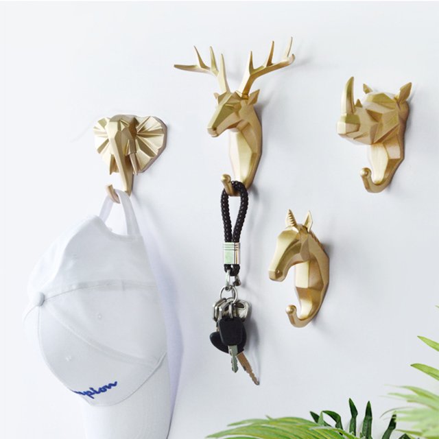Ruiboury Animal Head Key Hook Sturdy And Durable Construction Adds Touch Of Whimsy Retro blue (deer) 1Set