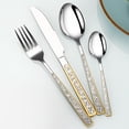 thumbnail image 2 of Todaioua Silver Hammered Silverware Set, 4 Piece Stainless Steel Heavy Duty Flatware Set for 4,Double-Sided Flower Pattern, Tableware Cutlery Set for Home Restaurant, Mirror Polished, 2 of 9