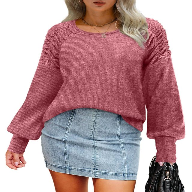 Stylish and Warm Women‘s Pullover with Ruched Detailing