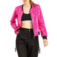thumbnail image 1 of INSPIRE CHIC Blouson Bomber Court à Fermeture Éclair Métallique à Col Montant pour Femme, 1 of 4