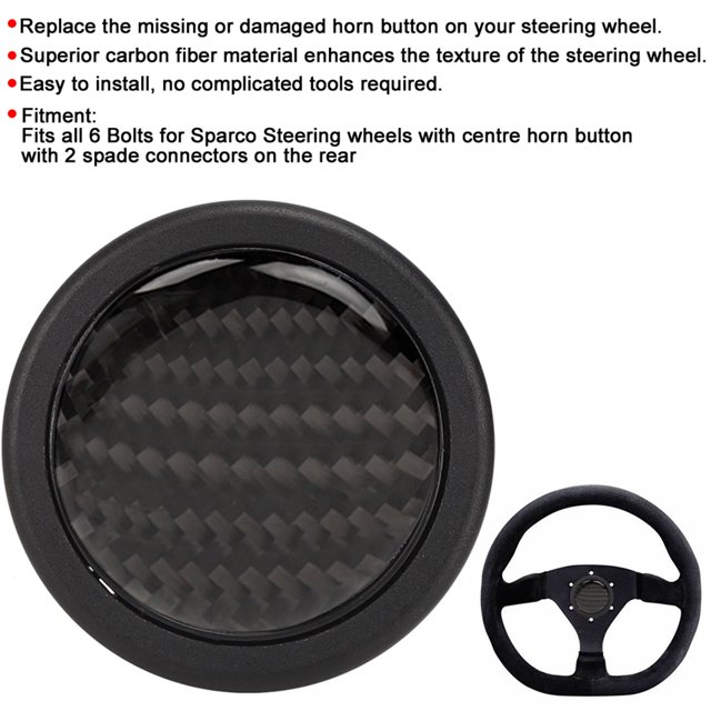 Car Steering Wheel Horn Button,Carbon Fiber Horn Push Button Kit For 6 For Steering Wheel Auto Car Modified Parts