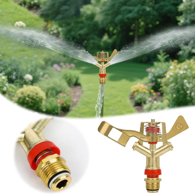 Heavy Duty Alloy Nozzle Sprinkler with Full 360 Rotation for Efficient Garden and Patio Irrigation System