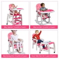 thumbnail image 3 of Costway Chaise Haute pour Bébé 3 en 1 avec Dossier Réglable et Plateaux Amovibles Rose, 3 of 8