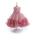 thumbnail image 2 of XDZJLR Robes pour Filles Enfants Été Sans Manches Fleur Princesse Défilé Performance Jupe, 2 of 7