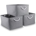 thumbnail image 1 of Boîtes de Rangement Pliables, Grands Paniers en Tissu, Lot de 3 (Gris, Grand), 1 of 6