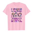 thumbnail image 4 of LUOGENLI T-Shirt pour Filles Enfants Mode Décontractée Imprimé Col Rond Ample Manche Courte T-Shirt Haut Maxi Hauts Ensembles Filles Tenue 2 Pcs Vacances 10-11 Ans, 4 of 4
