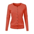 thumbnail image 1 of Liquidation! Hontri Cardigan pour Femme à Col Rond Tricoté à Manches Longues Grandes Tailles Ample Uni Court Chandail Veste Cardigan Cardigan pour Femme Rouge Melon D\'eau TTG, 1 of 4