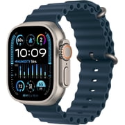 Apple Watch Ultra 2nd Gen GPS + Cellular 49mm Smart Watch Titanium Case with Navy Ocean Band (One Size) | Certified Refurbished Grade A