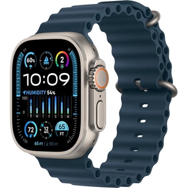 Apple Watch Ultra 2nd Gen GPS + Cellular 49mm Smart Watch Titanium Case with Navy Ocean Band (One Size) | Certified Refurbished Grade A