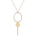 thumbnail image 1 of 14K Yellow Gold Disc Circle And Bar On 16" To 17" Adjustable Necklace, 1 of 2