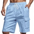 thumbnail image 1 of FcBaudy Mens Shorts, Shorts Men Man Solid-Color Casual Sports Multiple Pockets Drawstring Shorts Men Polyester Shorts, 1 of 9