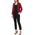 thumbnail image 2 of Women's Work Office Blazer Collarless Business Casual Suit Jacket Cropped Blazer L Deep Red, 2 of 7