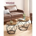 thumbnail image 1 of VASAGLE Small Coffee Table Set of 2, Round Coffee Table with Steel Frame, Side End Table for Living Room, Bedroom, Office, Rustic Brown and Ink Black, 1 of 5