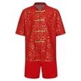thumbnail image 3 of Oyolan Garçons Coton Uniforme Tang Brodé Dragon Traditionnel Chinois Kung-Fu Tang Arts Martiaux Ensembles Rouge-H 170, 3 of 6
