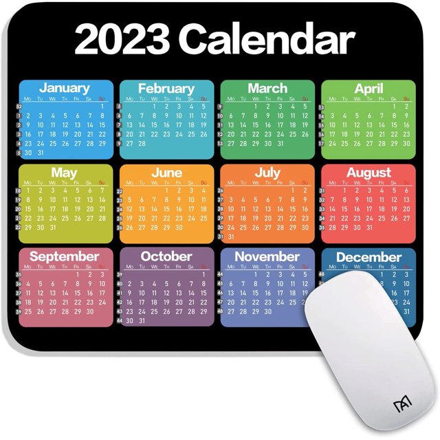 Square Mouse Pad 2023 Calendar, Personalized Premium-Textured Mouse Mat Design , Washable Mousepad Lycra Cloth , Non-Slip Rubber Base Computer Mouse Pads for Wireless Mouse