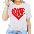 thumbnail image 1 of Meichang T-Shirt de la Saint-Valentin pour Femmes Mignons Cœurs Graphiques Hauts Mignons T-Shirts de Vacances Manches Courtes Col Rond Mode 2025, 1 of 4
