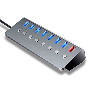 Multifonctionnel 8-port USB hub et USB convertisseur d'extension avec 7 USB 3.0 les ports d'expansion et 1 port de recharge avec interrupteur indépendant