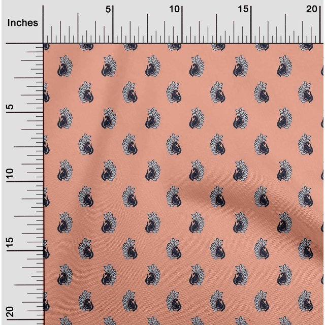 oneOone Silk Tabby Fabric Paisley Block Printed Craft Fabric BTY 42 Inch Wide