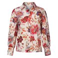 thumbnail image 3 of IROINID Liquidation Chemises à Manches Longues pour Femmes à Col en V Été Imprimé Boutons Col Rabattu Hauts Blouse Chemise Chandail, Blanc, 3 of 7