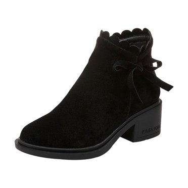 Pisexur Women's Booties with Heel, Chunky Stacked Heel Zipper Ankle Boots for Ladies