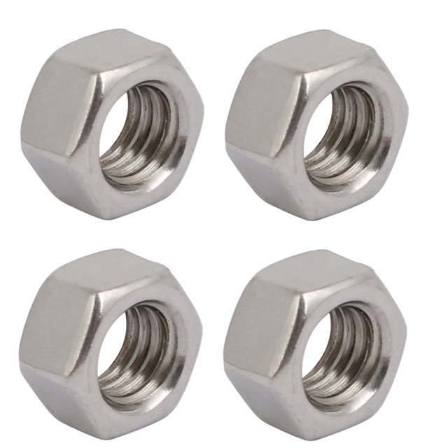 Unique Bargains 4Pcs 3/8'-16 BSW Thread 304 Stainless Steel Hex Nut Fastener Silver Tone