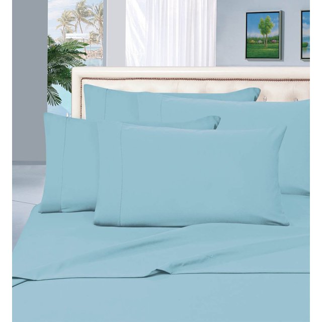 Mocassi ® Ensemble de Draps de Luxe en Microfibre Brossée 1500 Fils Prestige Collection, Grand Lit, Bleu Pâle