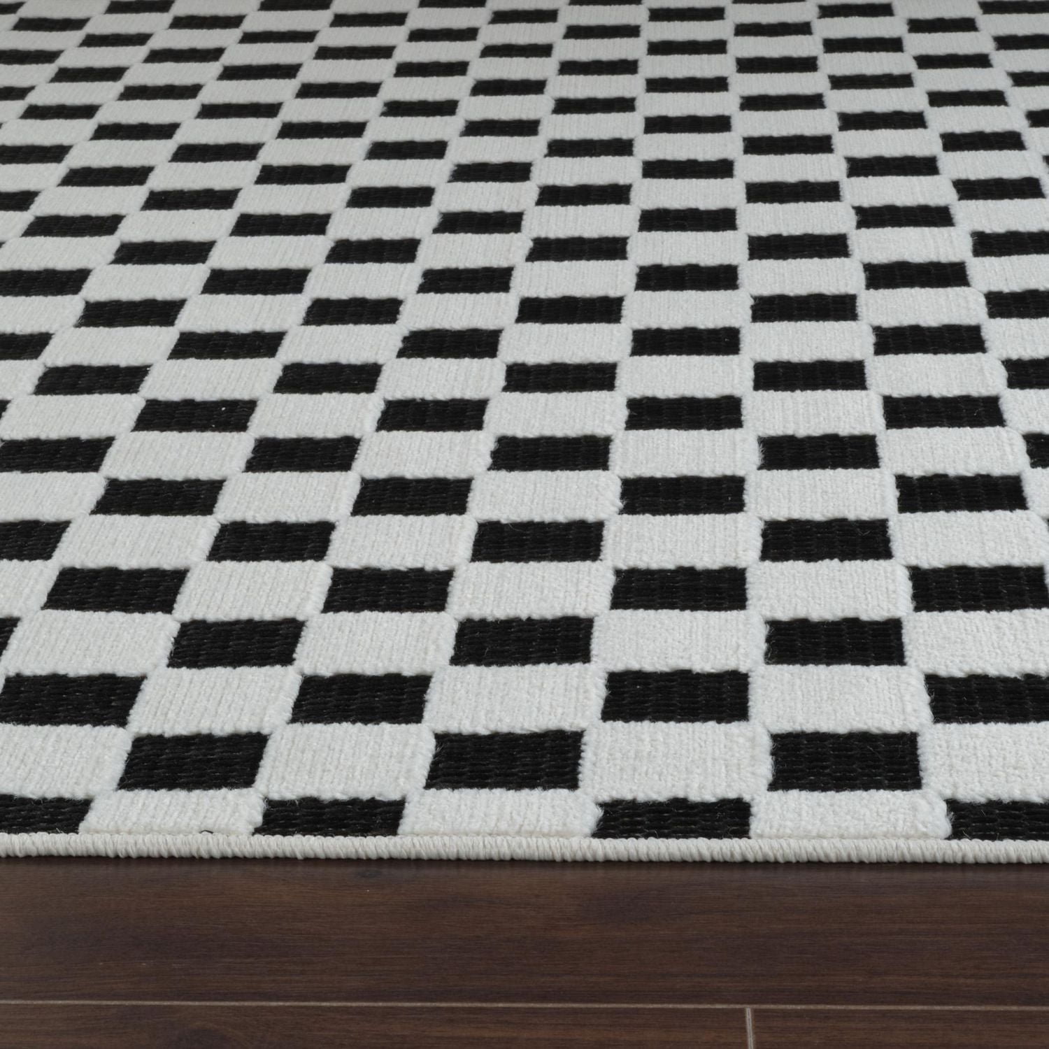 Rug Branch Maise Checkered Indoor Outdoor Area Rug, Black White, Modern - Entryway, Hallway, Bathroom, and Kitchen