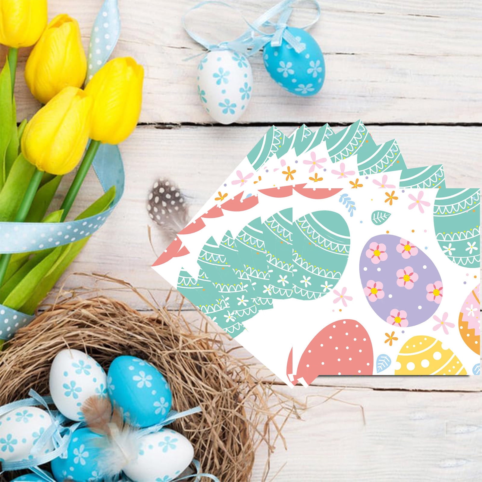 Aufmer 20 Pcs Easter Disposable Paper Towels Eggs Bunny Printed Spring Party Supplies, Paper(Multicolor)
