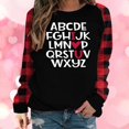 thumbnail image 1 of Qertyioot T-Shirt Graphique pour Femmes de la Saint-Valentin à Manches Longues, Col Rond Décontracté Raglan à Carreaux Ample Imprimé Col Rond /, 1 of 8