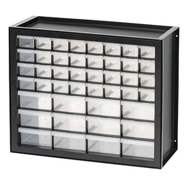 Iris 44 Drawer Clear Plastic Craft Garage Workshop Storage System Cabinet, Black